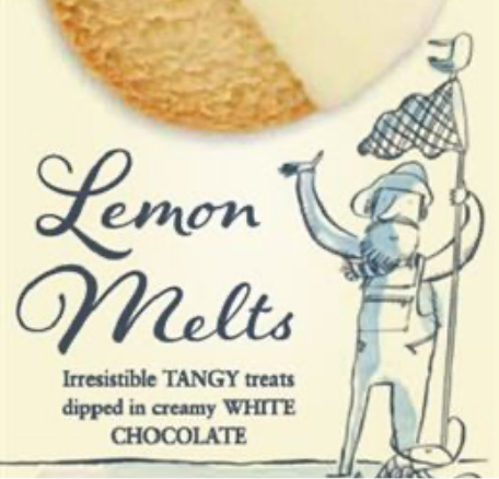 Lemon Melt name cut out from a box